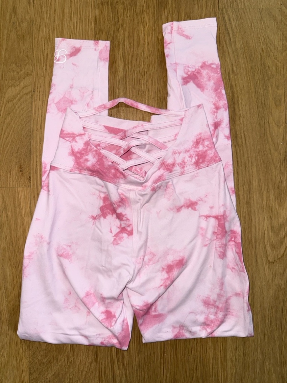 Bombshell Sportswear Pink Tie-Dye Crisscross Sports Bra & Legging Set, S/XS - Picture 7 of 10